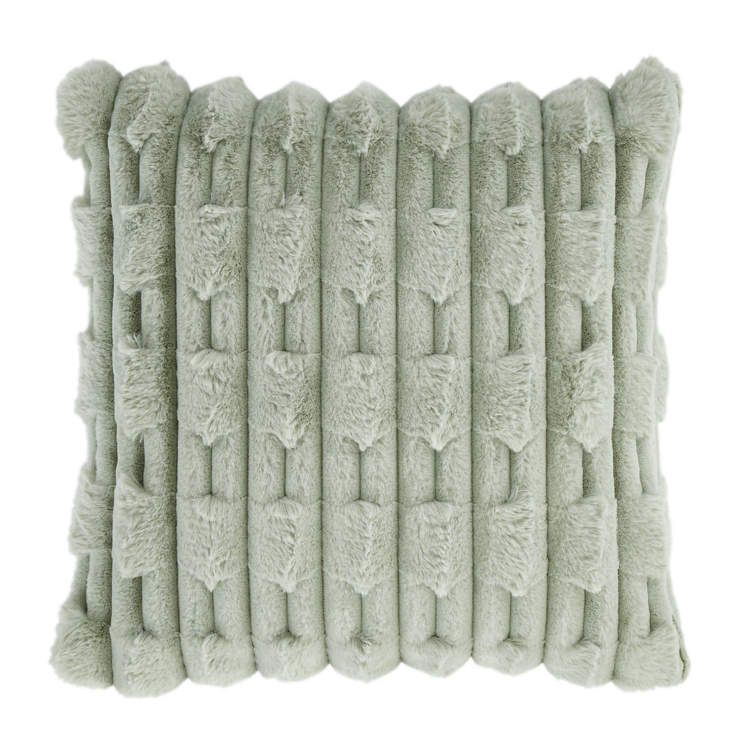 Bianca So Soft Sage Green Carved Faux Fur Cushion