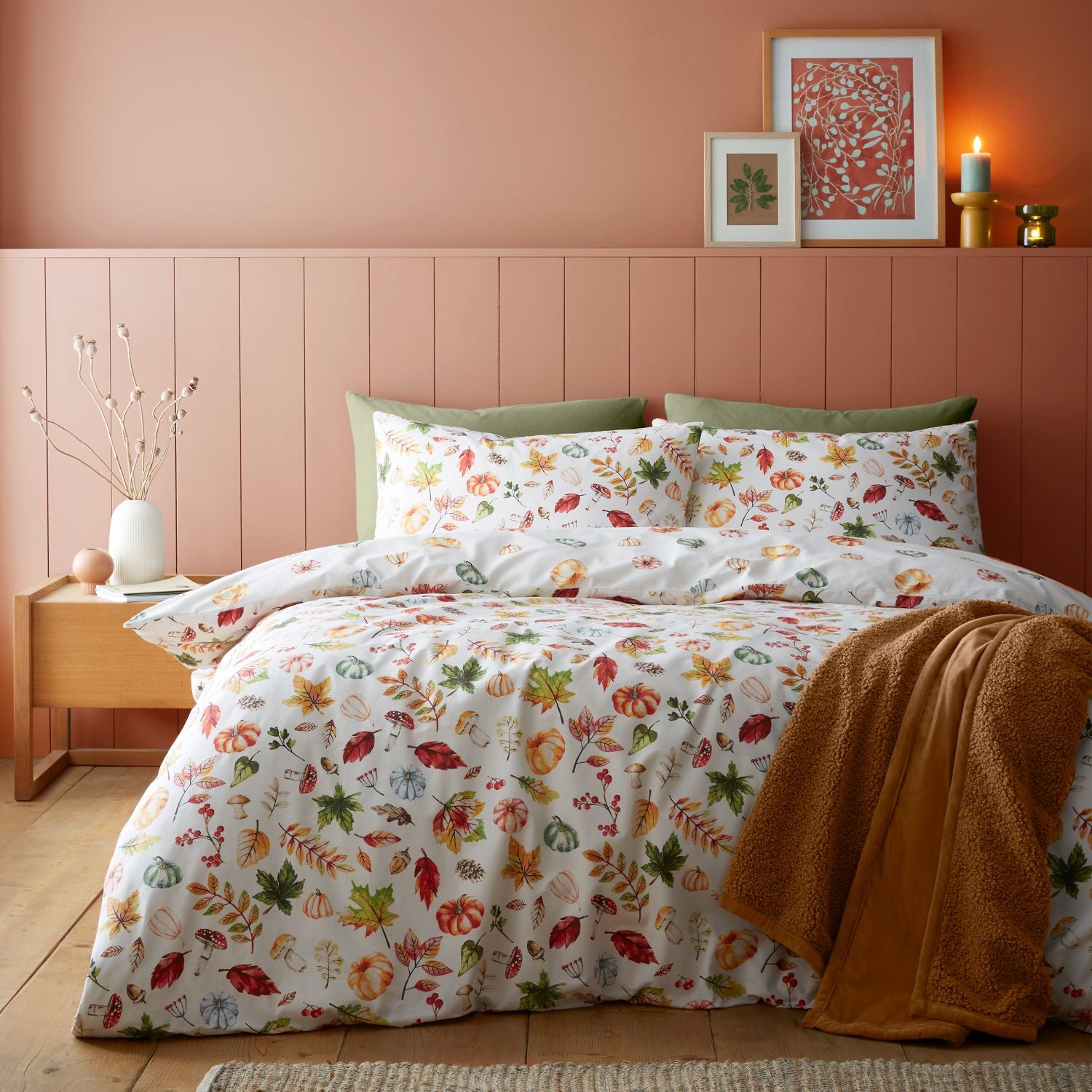 Catherine Lansfield Autumn Pumpkins Reversible Duvet Set