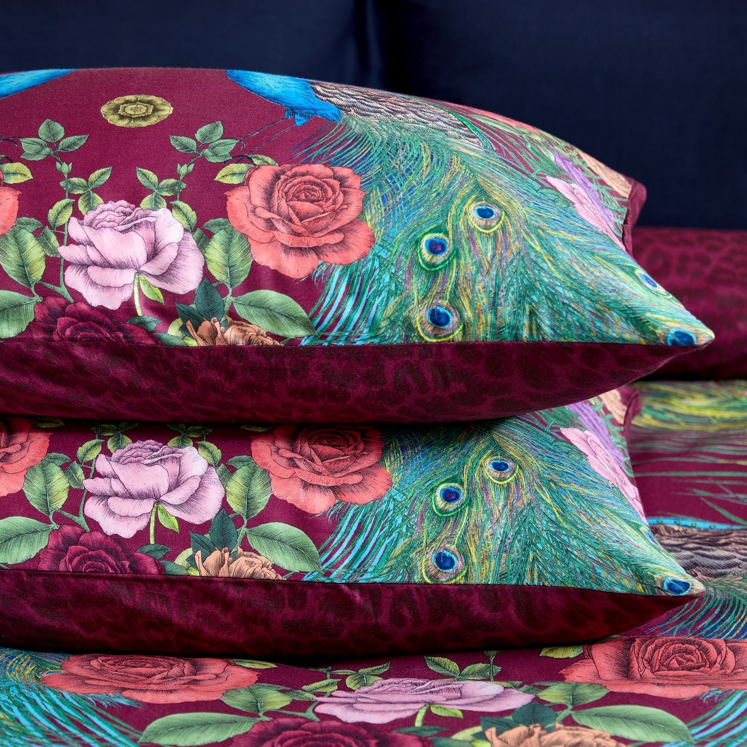 Matthew Williamson Xanadu Peacock Plum Cotton Duvet Set