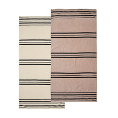 Catherine Lansfield Banded Stripe Cream/Natural Cotton Beach Towel Pair