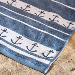 Catherine Lansfield Anchors Blue Cotton Extra Large Beach Towel
