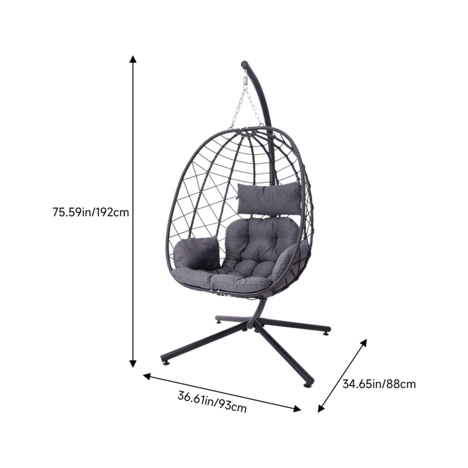 Adjustable Swing Hanging Egg Chair with Black Headrest And Cushion