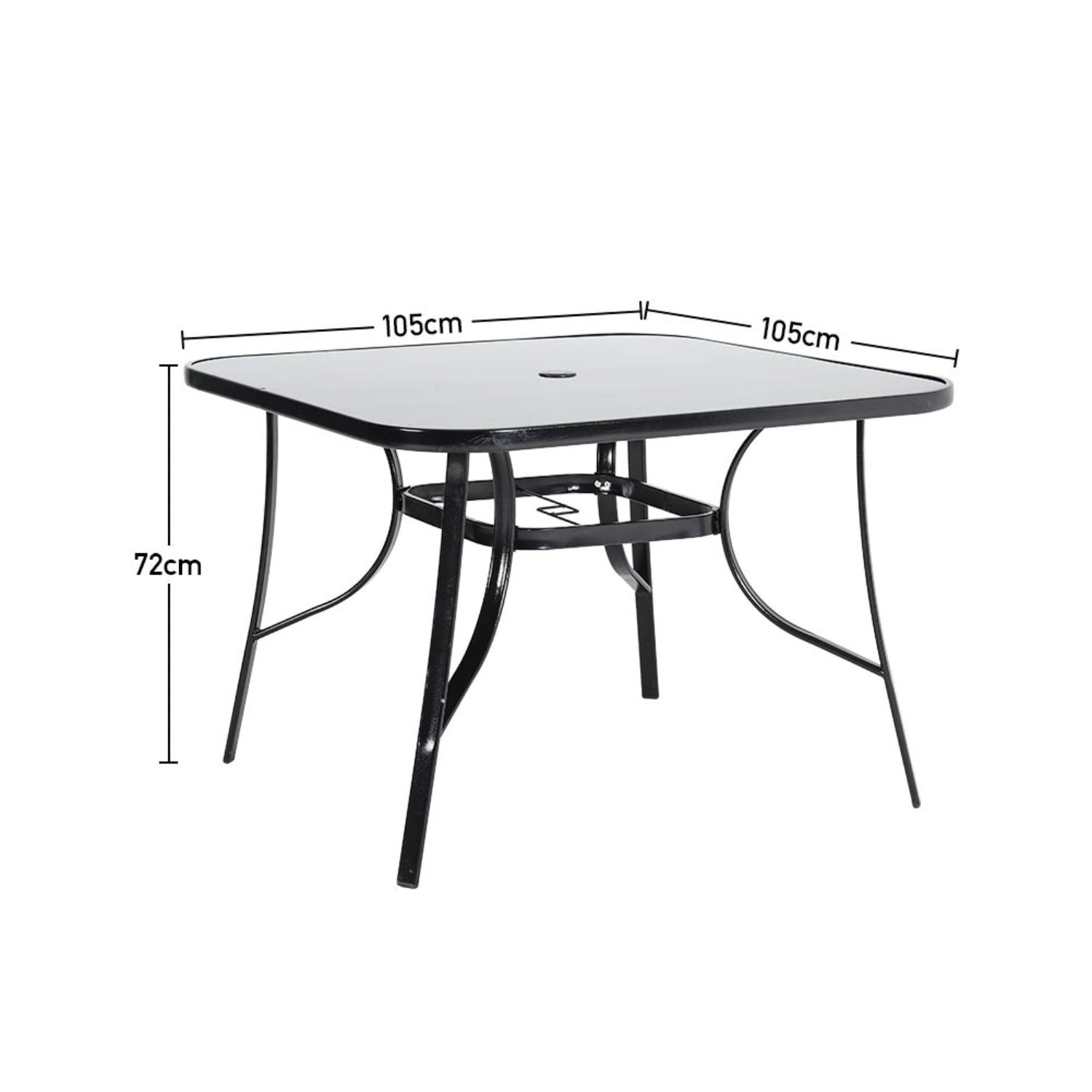 4 Seater Square Glass Garden Dining Table