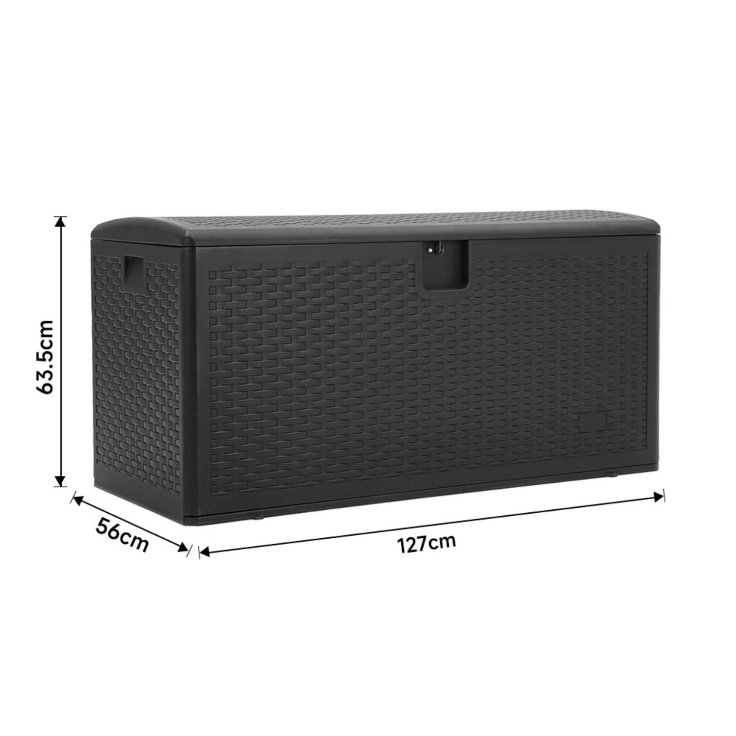 Black Textured 375L Rattan Garden Box