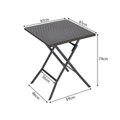 Black Square Rattan Outdoor Bistro Folding Table