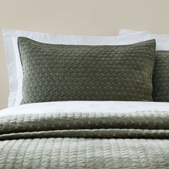 Bianca Attica Green Velvet Embroidered Pillow Sham Pair