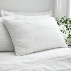 Bianca Waffle Cotton Stripe White Duvet Set