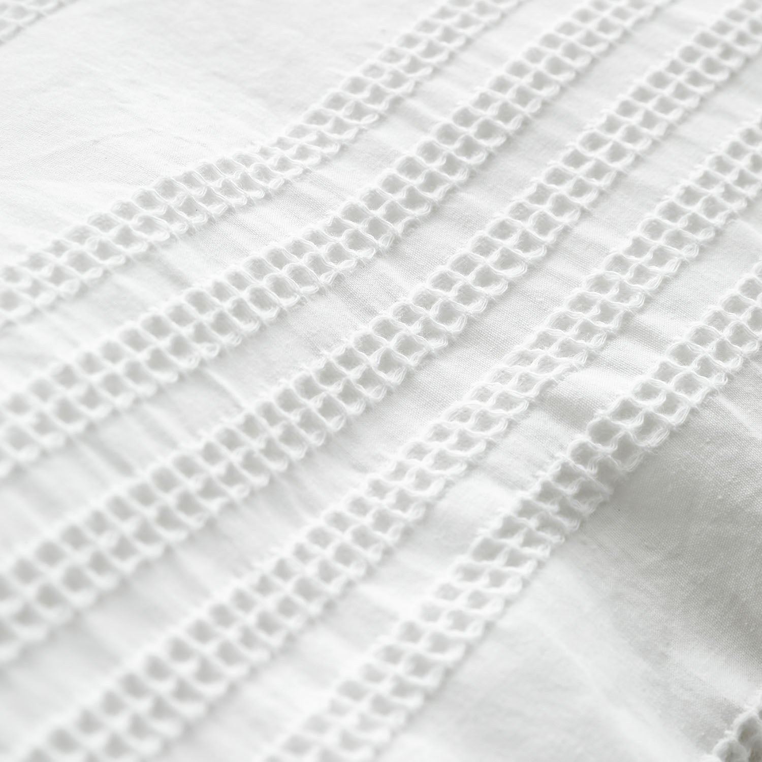Bianca Waffle Cotton Stripe White Duvet Set