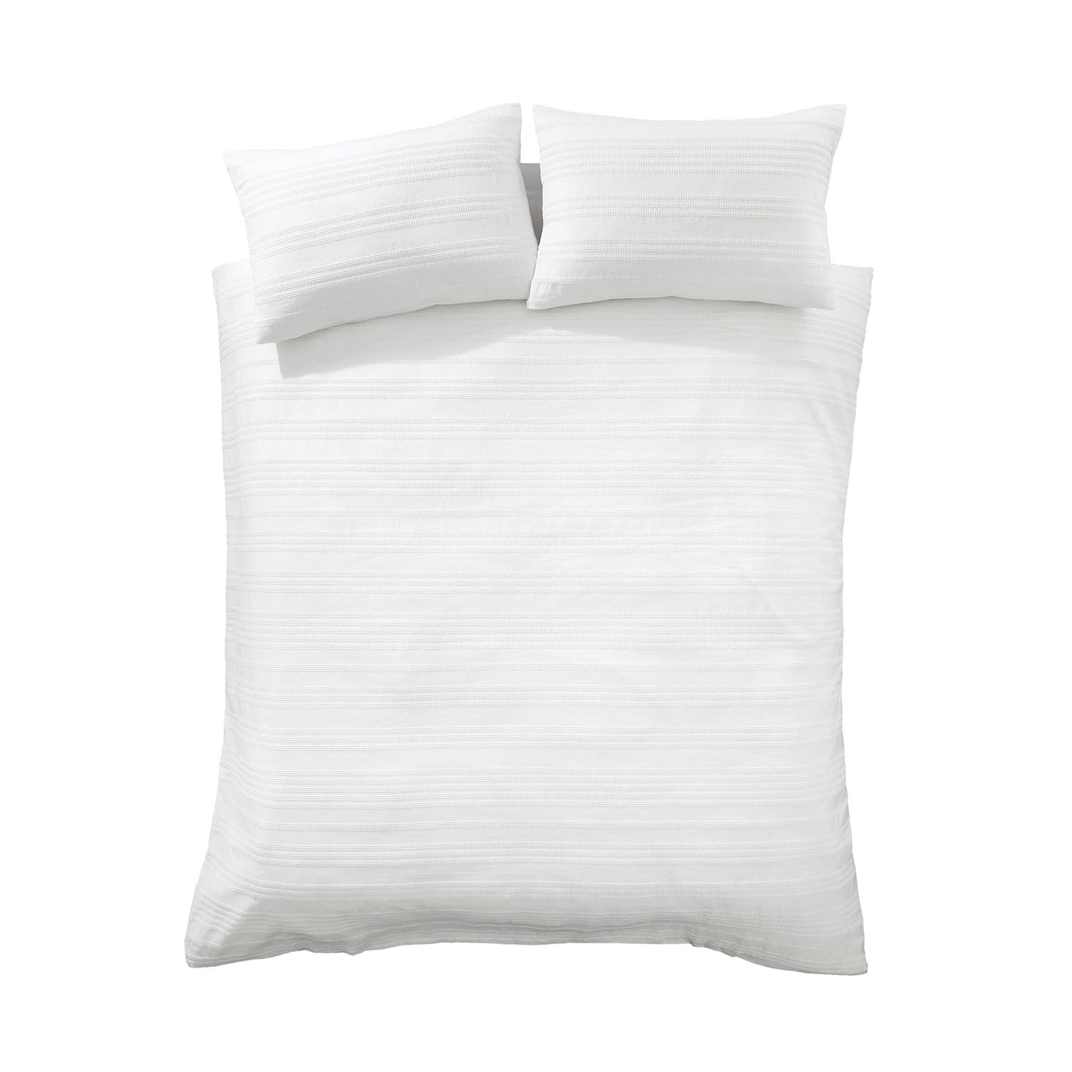Bianca Waffle Cotton Stripe White Duvet Set