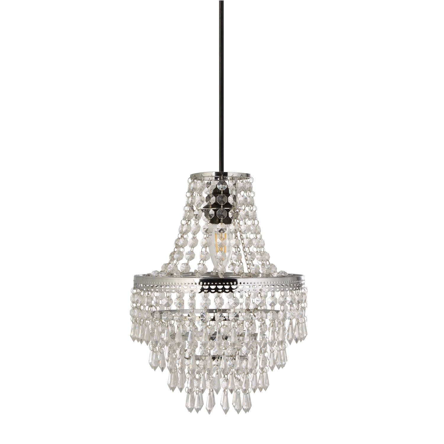Chrome and Clear Acrylic Vintage Drop Light Shade