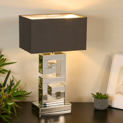 Mirror Table Lamp with Grey Shade