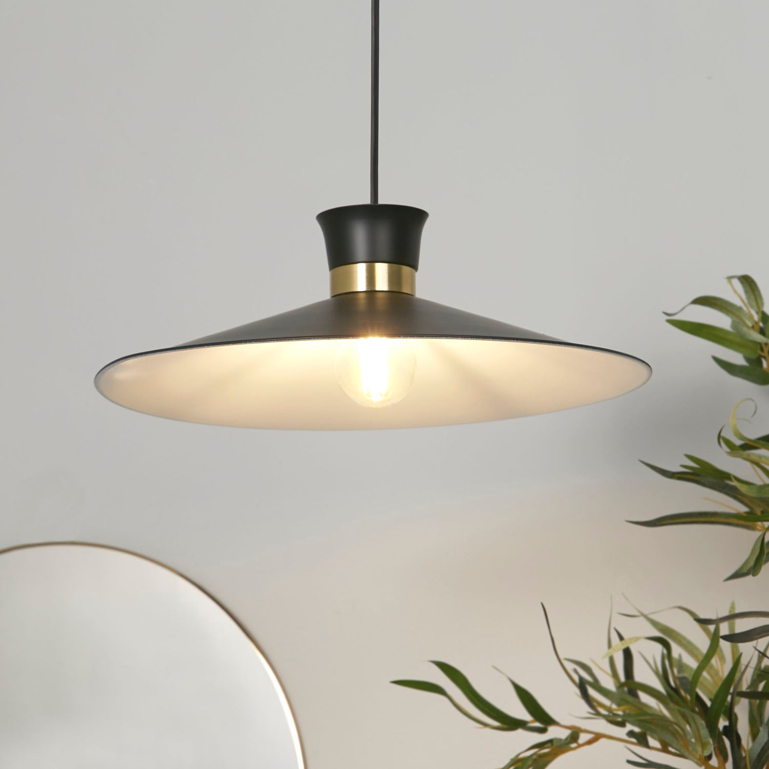 Noir Eclipse Black and Brass Easy Fit Light Shade