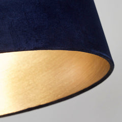 Navy Velour Velvet Tapered Drum Easy Fit Light Shade
