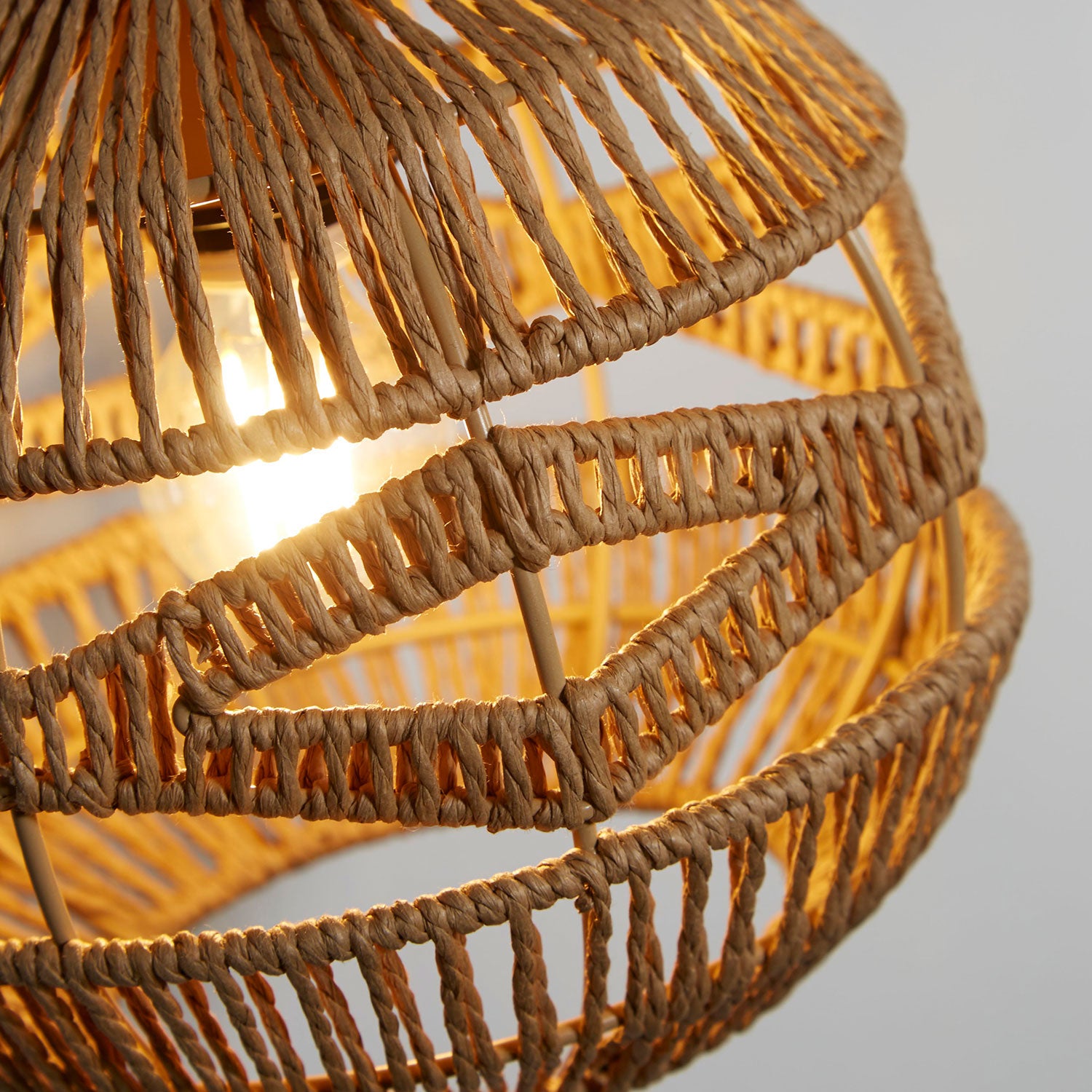 Boho Woven Rattan Shade Plug-In Wall Light