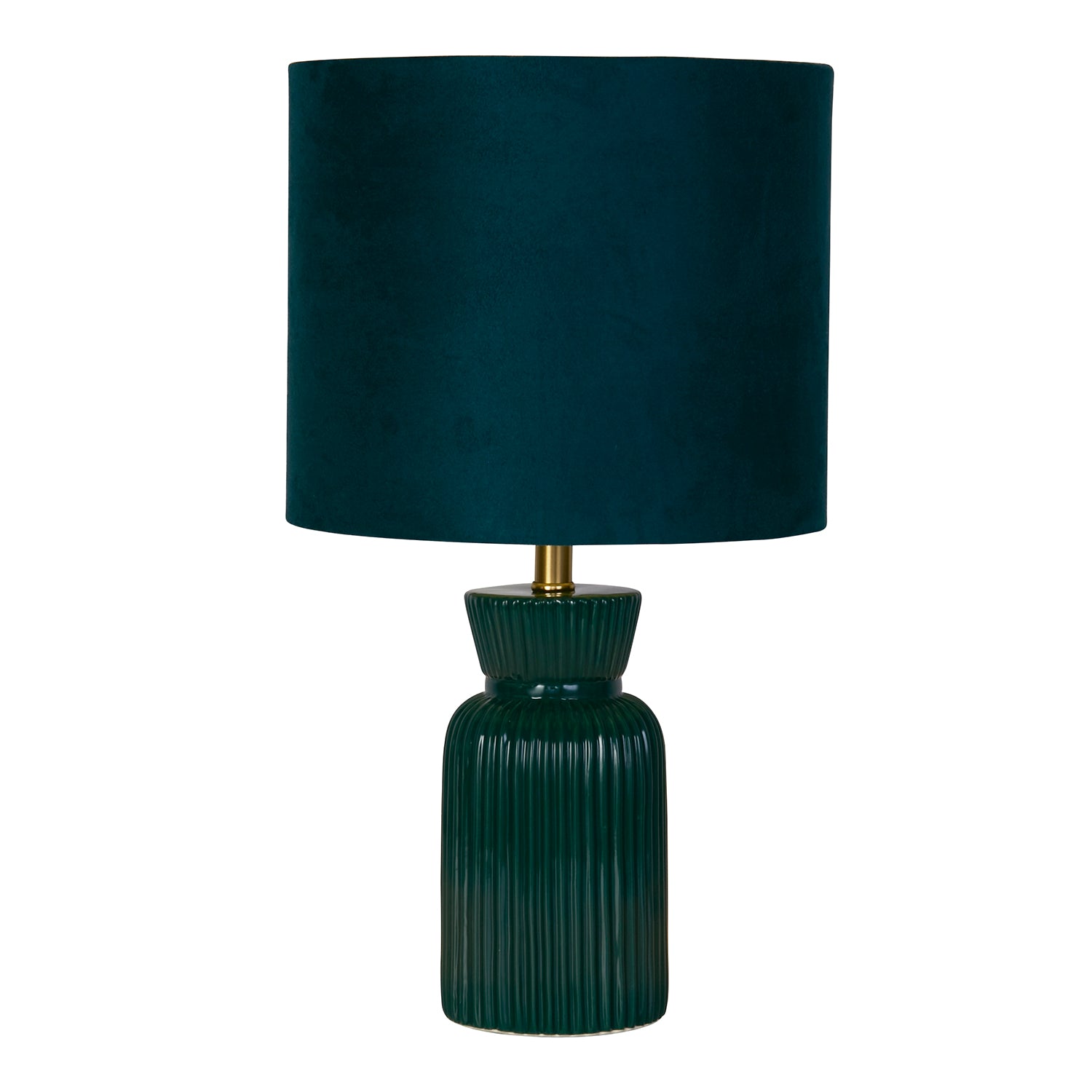 Sapphire Emerald Green Ribbed Ceramic Table Lamp
