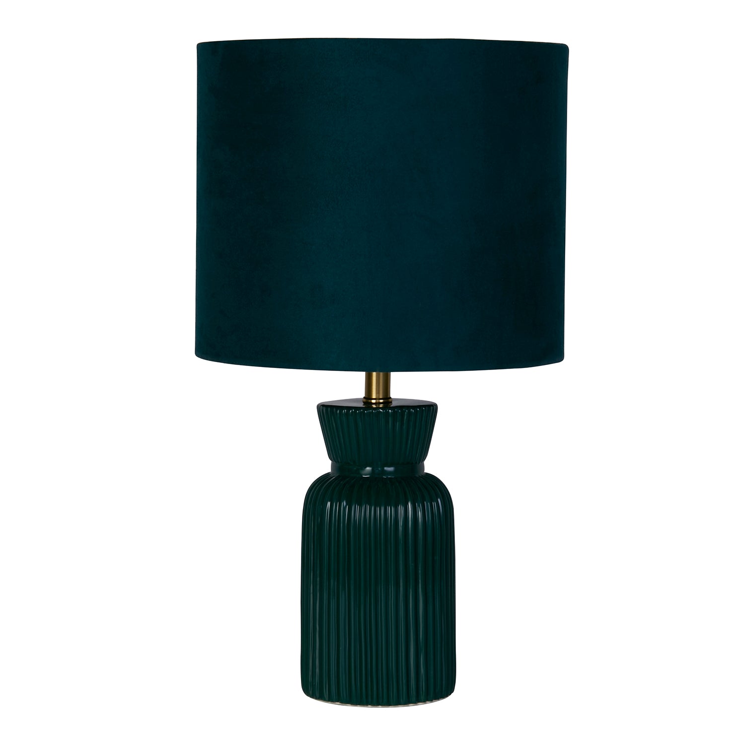 Sapphire Emerald Green Ribbed Ceramic Table Lamp
