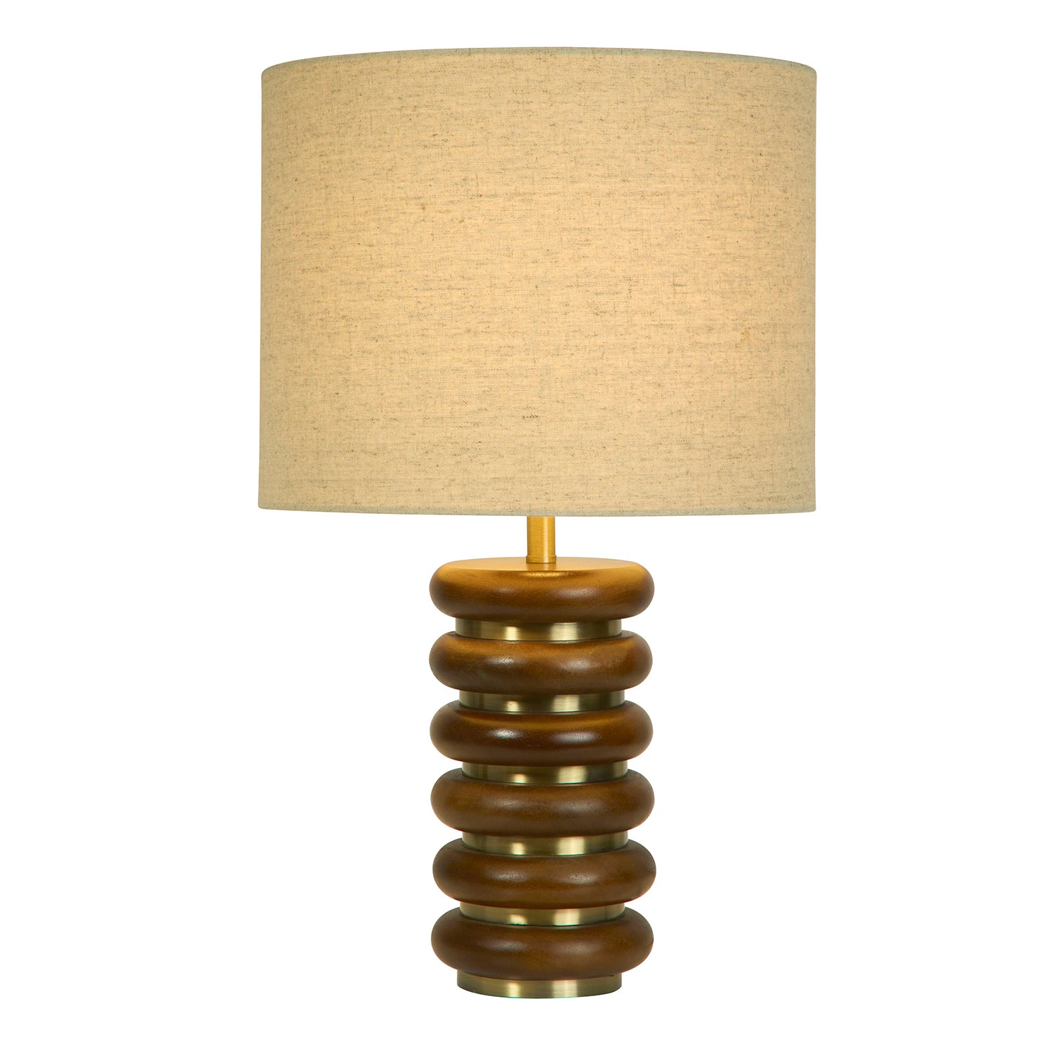 Cosy Ribbed Wood Table Lamp with Natural Linen Shade