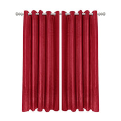 Aura Cranberry Red Jacquard Eyelet Curtains