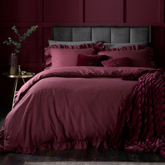 Cassia Frill Berry 100% Cotton Duvet Set