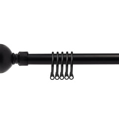 Matt Black Ball Extendable Curtain Pole with Rings