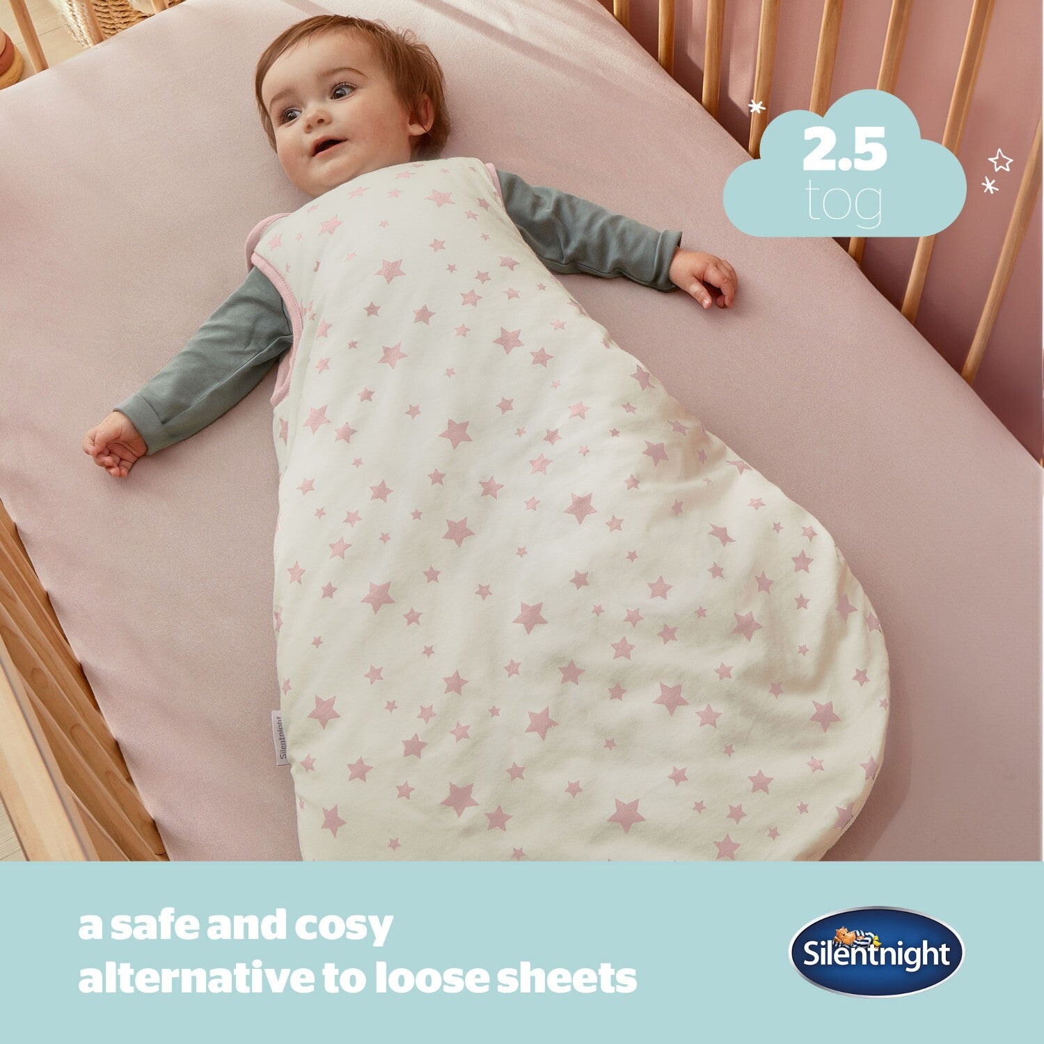 Silentnight Safe Nights Pink Baby 2.5 Tog Sleeping Bag