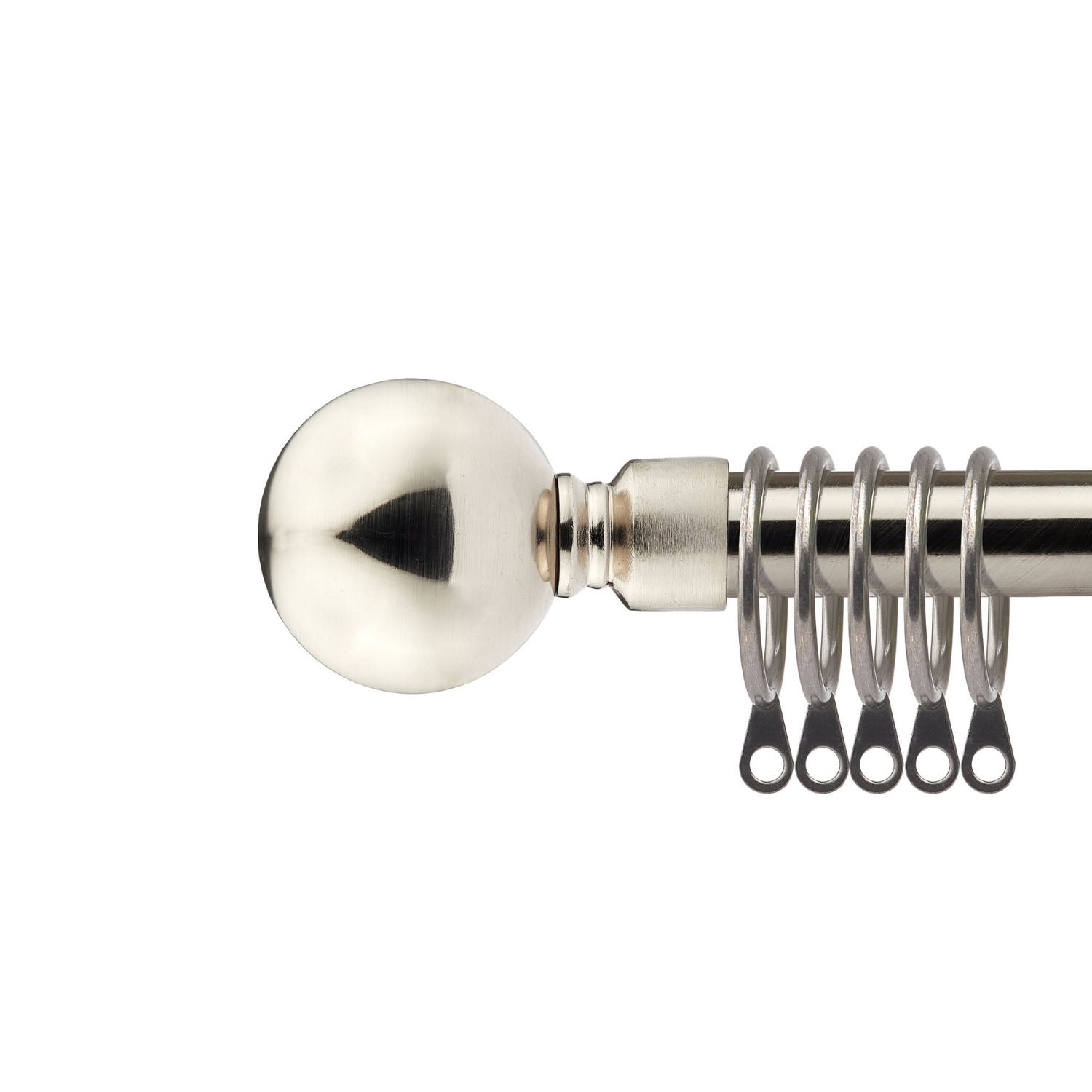 Brushed Silver Ball Extendable Heavy Duty Curtain Pole
