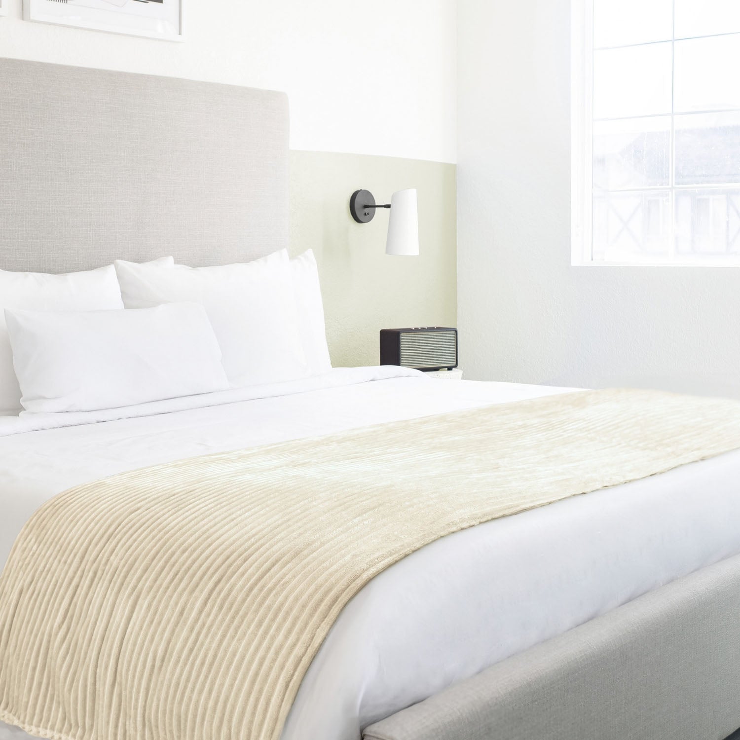 Dakota Cream Flannel Fleece Soft Blanket Throw