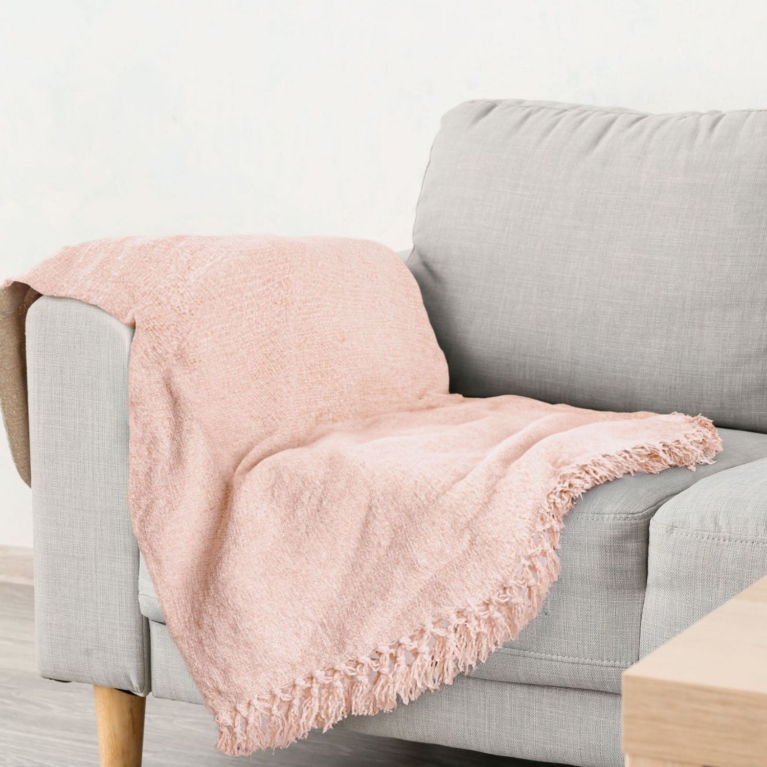 Darcy Blush Pink Chenille Throw