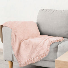 Darcy Blush Pink Chenille Throw
