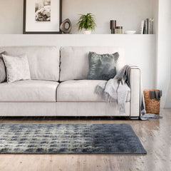 Deluxe Charcoal Faux Rabbit Fur Room Rug