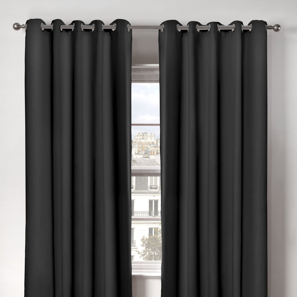 Cali Black Thermal Blackout Eyelet Curtains