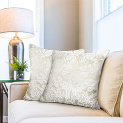 Eden Cream Jacquard Cushion Cover Pair (43cm x 43cm)