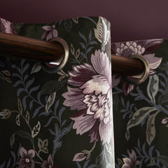 Laura Ashley Edita's Garden Charcoal Eyelet Curtains