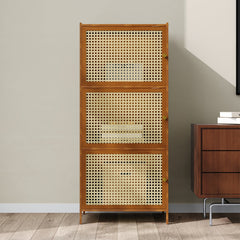 3-Tier Faux Rattan Bookcase
