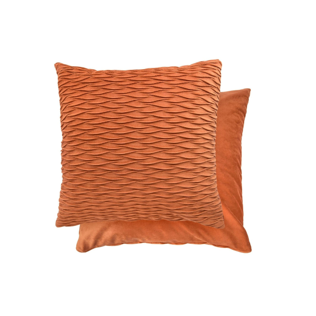 Henley Burnt Orange Pleated Velvet Cushion Covers (Pair)