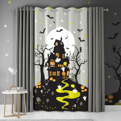 Haunted House Glow in the Dark Eyelet Single Panel Door Curtain