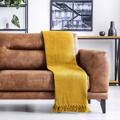 Ochre Honeycomb Recycled Cotton Throw