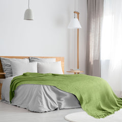 Pistachio Green Honeycomb Recycled Cotton Throw