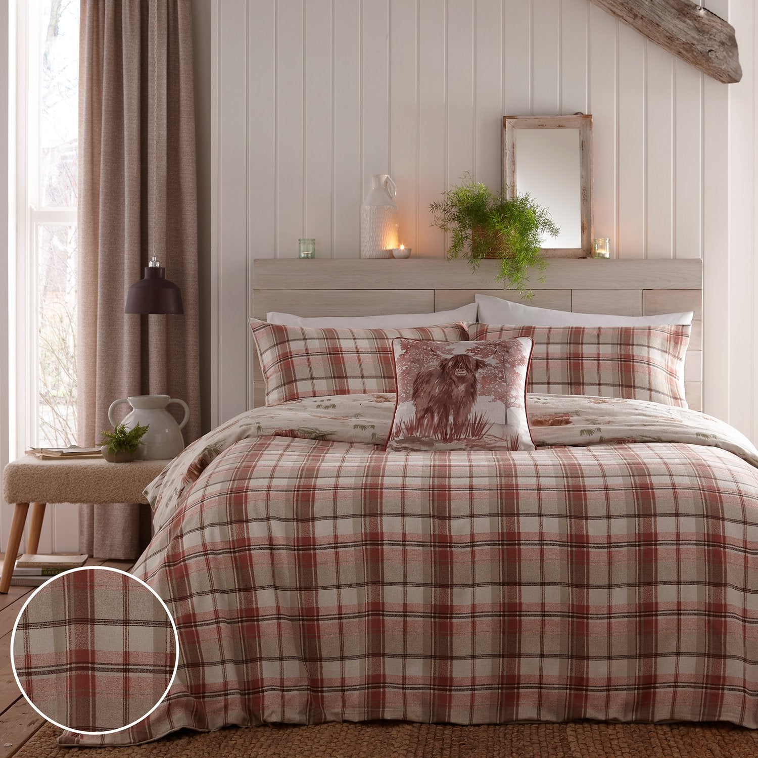 Hanson Highland Cow Terracotta Brushed Cotton Duvet Set