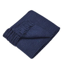 Hayden Navy Cotton Throw (130cm x 180cm)