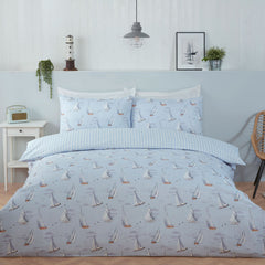 Boats & Gulls Reversible Blue Super Soft Duvet Set