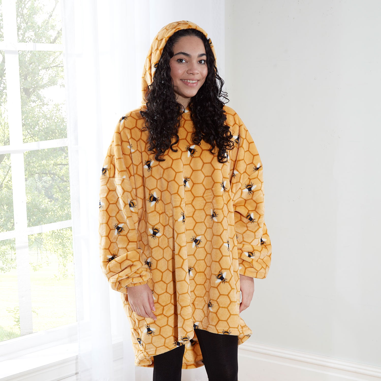 Bee Ochre Yellow Oversized Fleece Hoodie