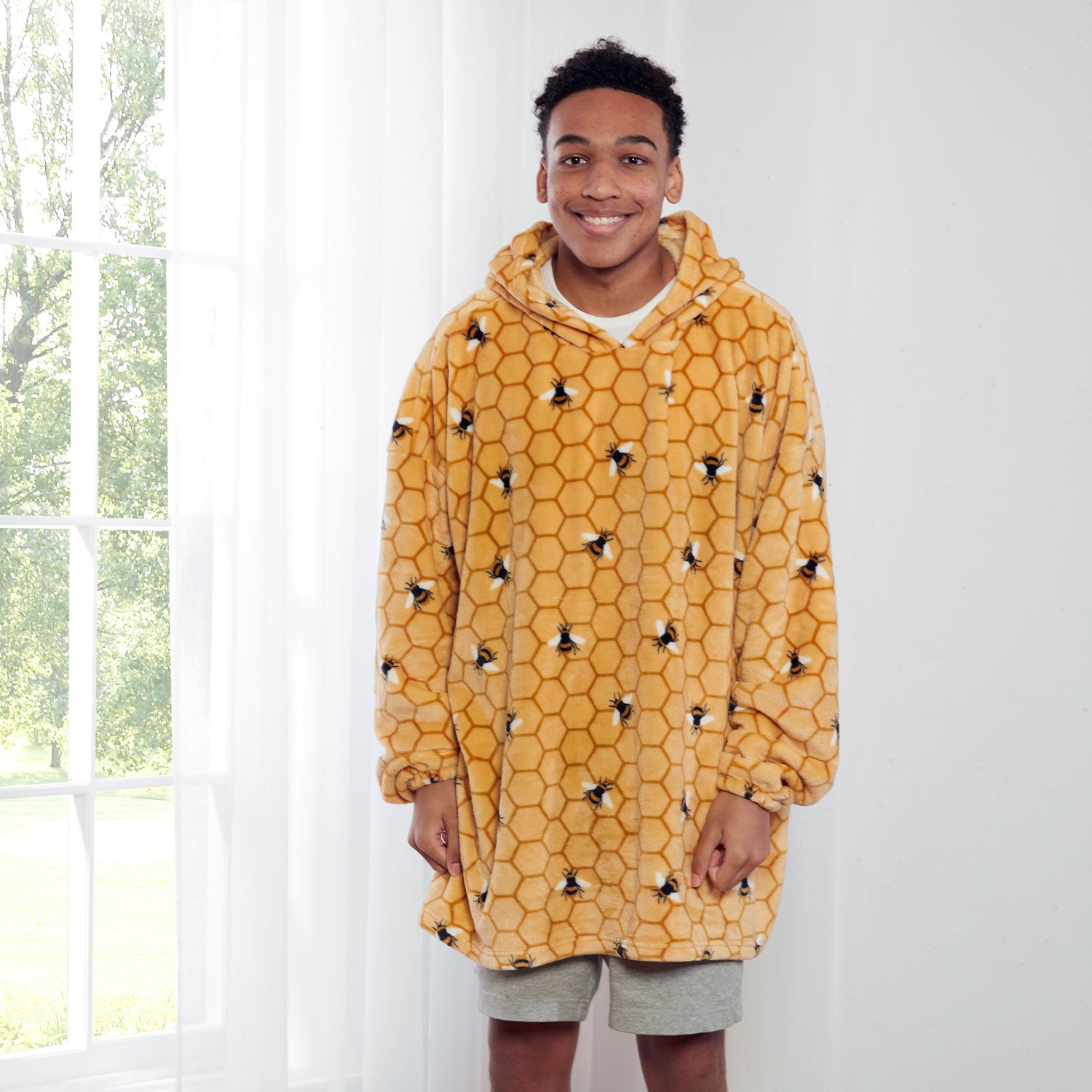 Bee Ochre Yellow Oversized Fleece Hoodie