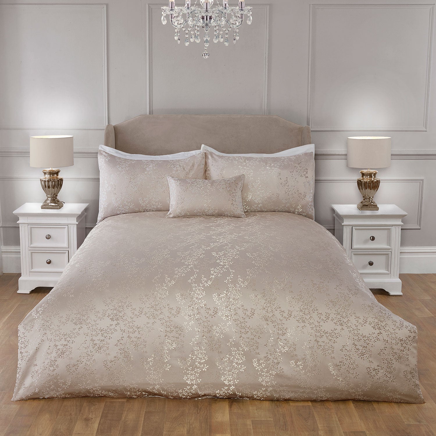 Melody Natural Luxury Jacquard Duvet Set