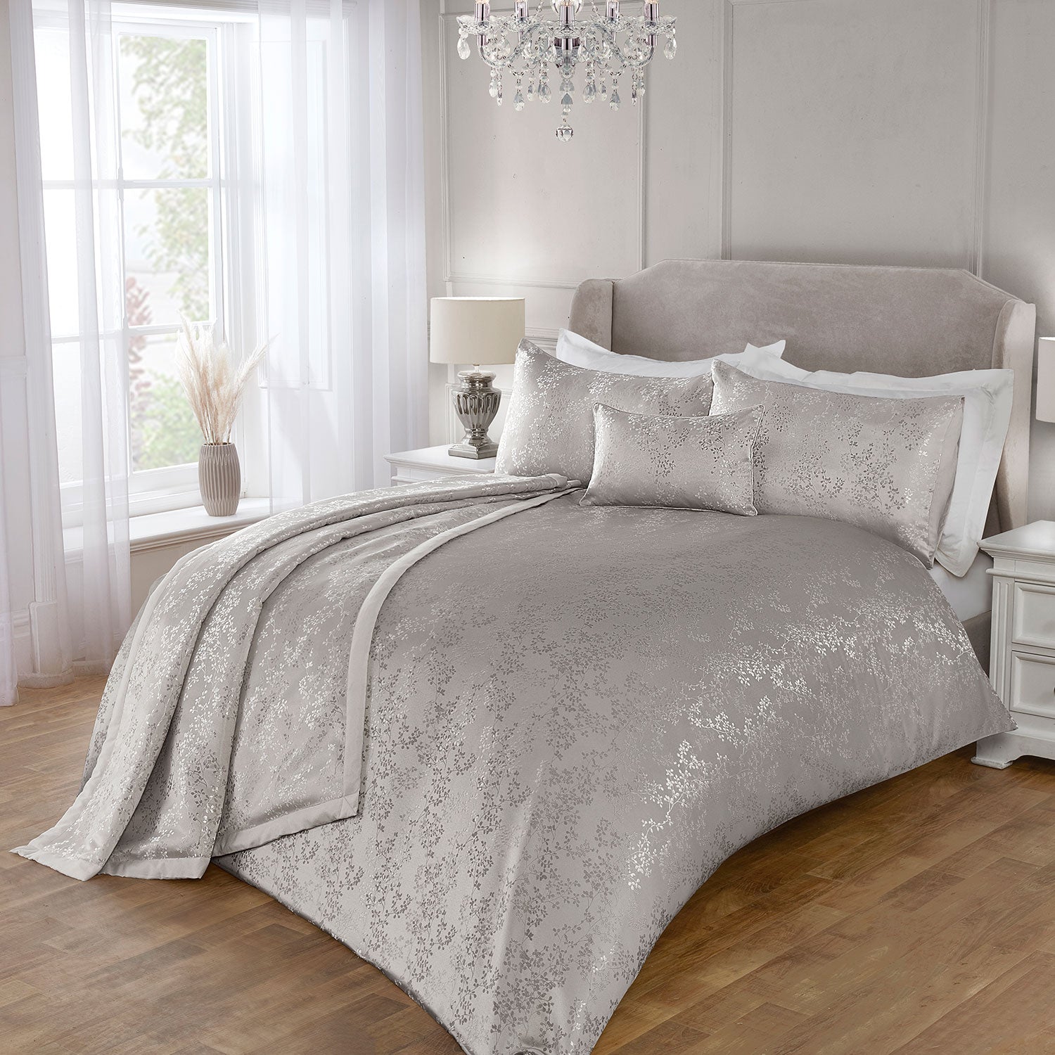 Melody Silver Luxury Jacquard Duvet Set
