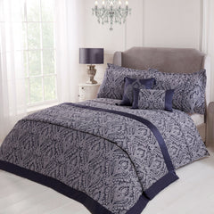 Regency Navy Luxury Cotton Rich Jacquard Duvet Cover