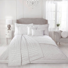 Regency White Embroidered Matt Satin Cushion (40cm x 40cm)