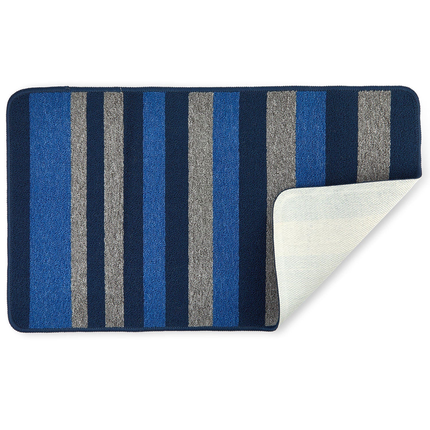 Jersey Contrast Blue Stripe 2 Piece Bath Mat Set