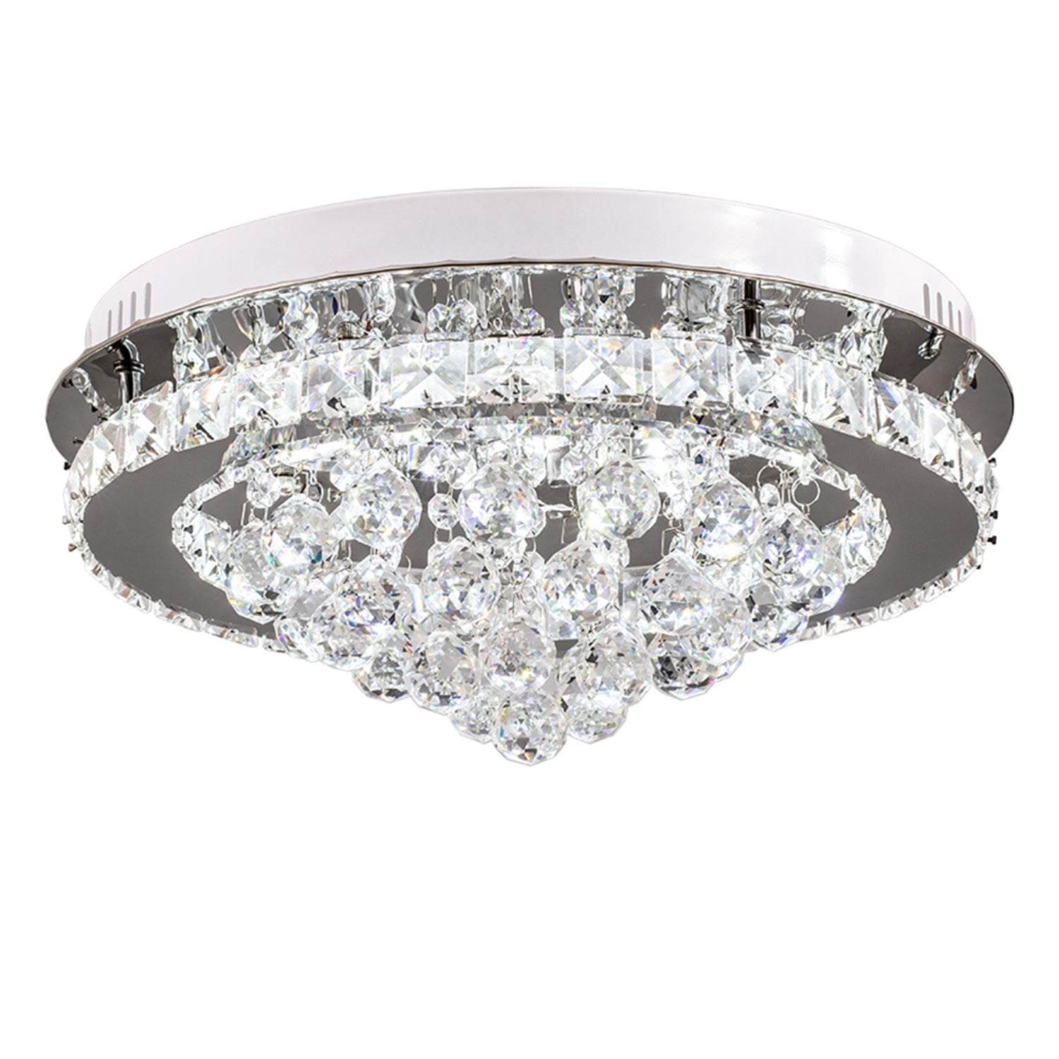 Round Crystal Droplet LED Semi Flush Ceiling Light