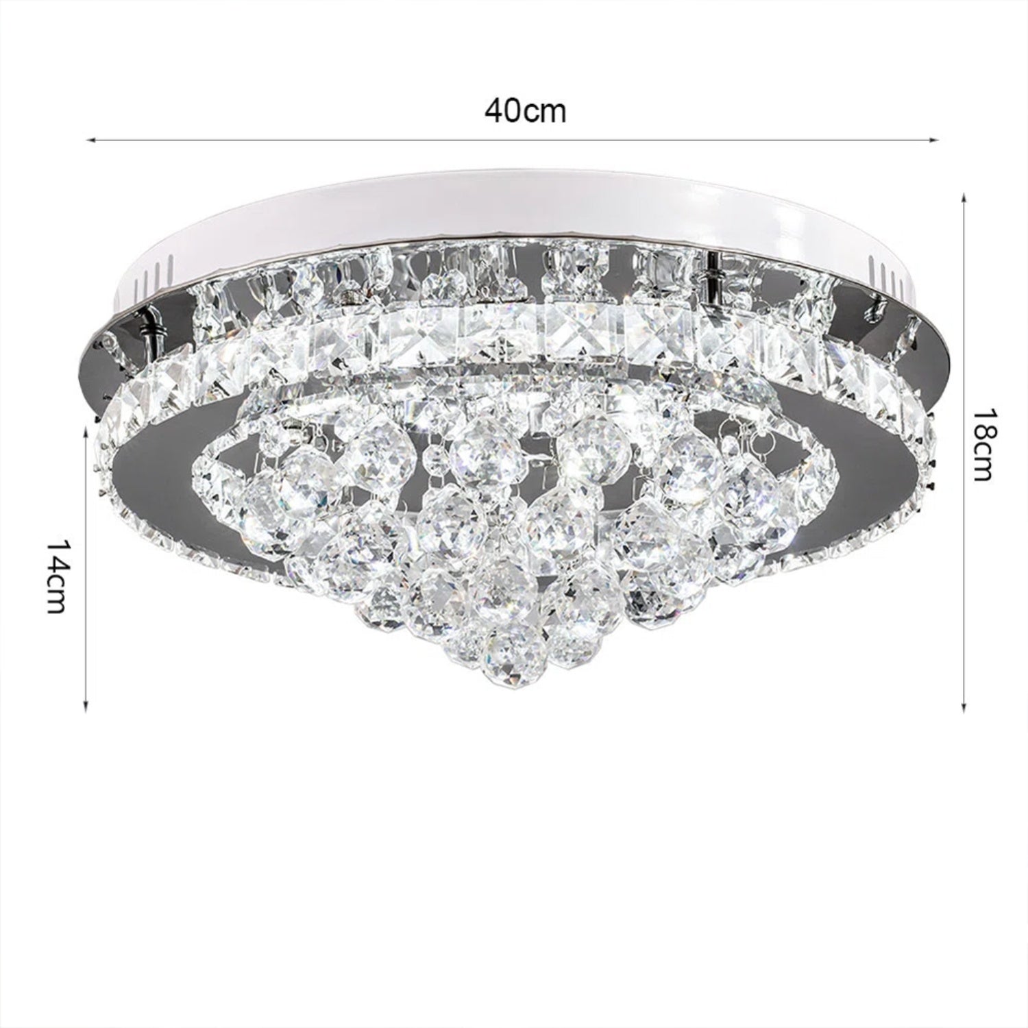 Round Crystal Droplet LED Semi Flush Ceiling Light